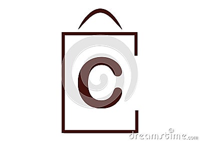 Shopping bag stylized with Letter C Stock Photo
