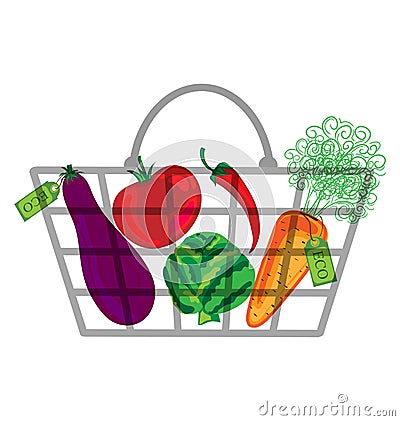 Shopping Bag with vegatables Vector Illustration