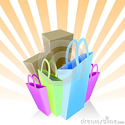 Shopping bags and boxes Vector Illustration