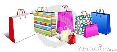 Shopping Bags, Carrier Bags Icons Symbols Vector Illustration