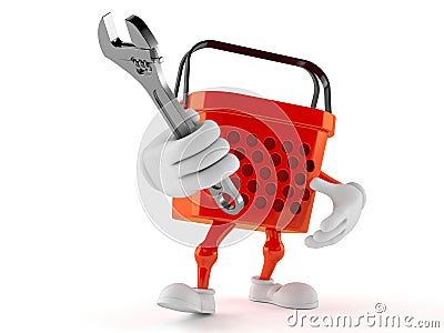 Shopping basket character adjustable wrench Stock Photo