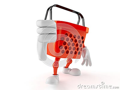 Shopping basket character with thumb down Stock Photo