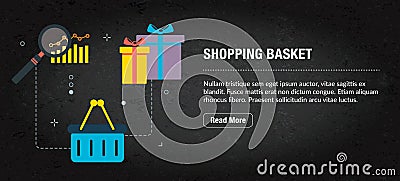 Shopping basket concept banner for internet Vector Illustration