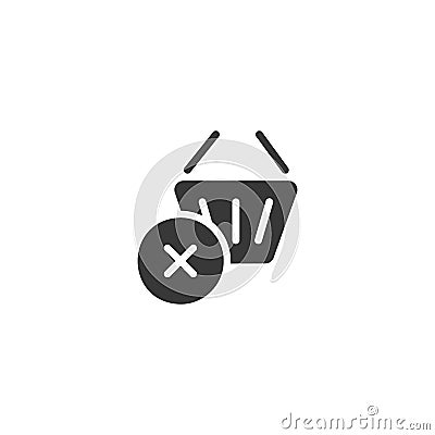 Shopping basket. Cross mark. Isolated icon. Commerce glyph vector illustration Cartoon Illustration