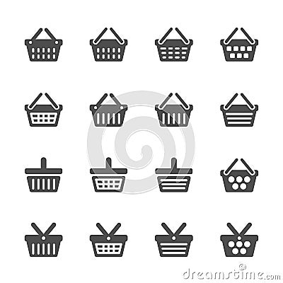 Shopping basket icon set, vector eps10 Vector Illustration