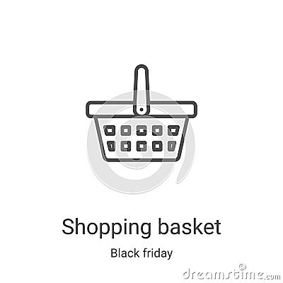 shopping basket icon vector from black friday collection. Thin line shopping basket outline icon vector illustration. Linear Vector Illustration