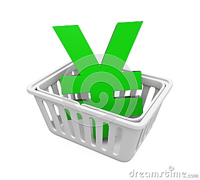 Shopping Basket with Japanese Yen Sign Stock Photo