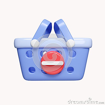 shopping basket and minus sign. the concept of adding and subtracting shopping stock. icon isolated on white background Cartoon Illustration