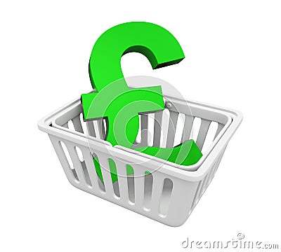 Shopping Basket with Pound Sign Stock Photo