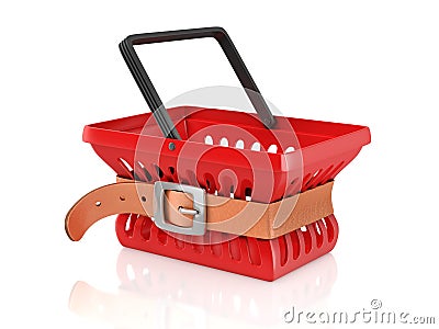 Shopping basket with tighten belt Cartoon Illustration