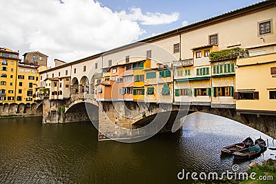 The Shopping Bridge with Boats Moored Stock Photo