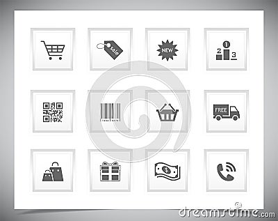 Shopping buttons Cartoon Illustration