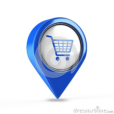 Shopping Cart 3d Button Stock Photo