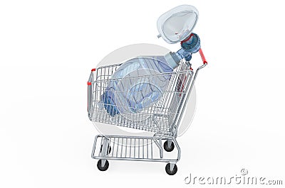 Shopping cart with bag valve mask, Ambu bag, 3D rendering Stock Photo