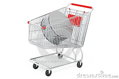 Shopping cart with crepe maker. 3D rendering Stock Photo