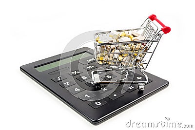 Shopping cart full of vitamin supplements Stock Photo