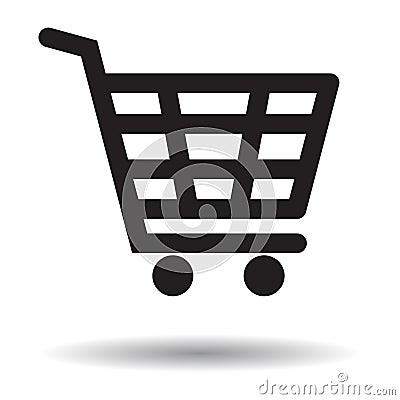 Shopping cart icon black and white Vector Illustration