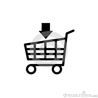 Shopping cart icon black and white Vector Illustration