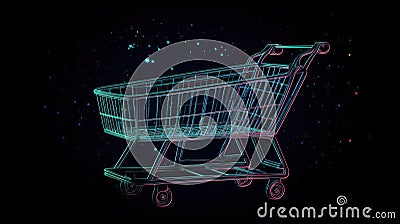 A shopping cart icon representing the use of retail data in big data analysis created with Generative AI Stock Photo