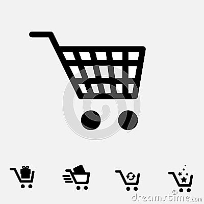 Shopping Cart Icon Set Isolated Vector Illustration