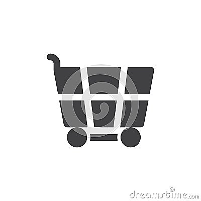 Shopping cart icon vector, filled flat sign, solid pictogram isolated on white. Vector Illustration
