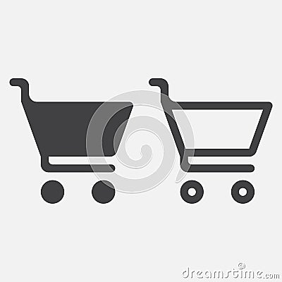 Shopping cart icon vector isolated on white . Vector Illustration