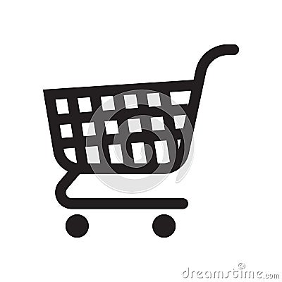 Shopping cart icon vector sign and symbol isolated on white back Vector Illustration