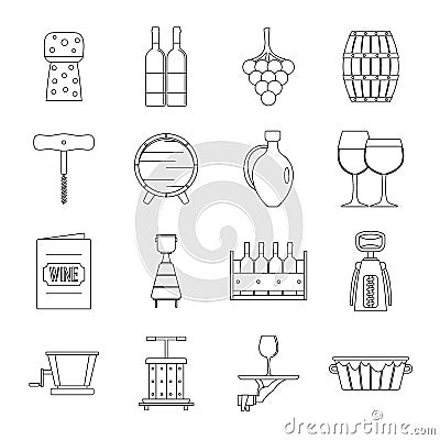 Shopping cart icons set, outline style Vector Illustration