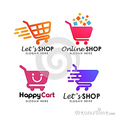 shopping cart logo design template. shopping logo design Vector Illustration