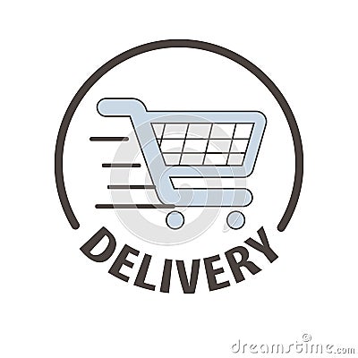 Express delivery store service shopping cart vector icon Vector Illustration