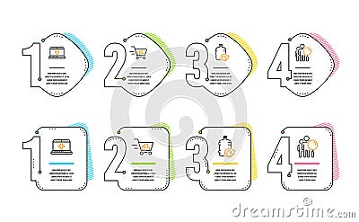 Shopping cart, Medical help and Refill water icons set. Search people sign. Vector Vector Illustration