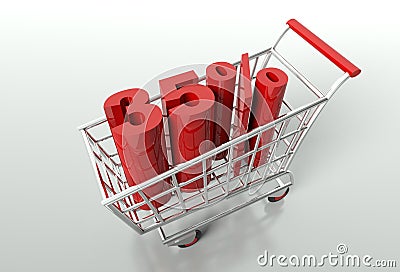 Shopping cart and thirty five percent discount Stock Photo