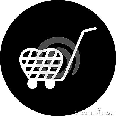 Shopping cart, trolley vector in black circle icon. Contain such icon as mobile shop, web site, and ui. Cart flat collection of we Stock Photo