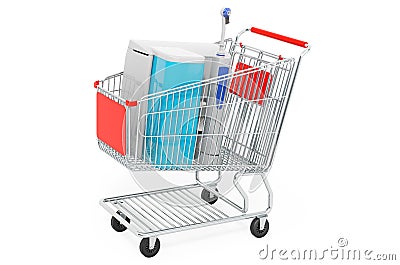 Shopping cart with water flosser, 3D rendering Stock Photo