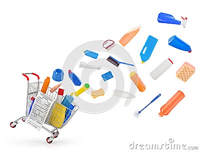Shopping carts with detergents Stock Photo