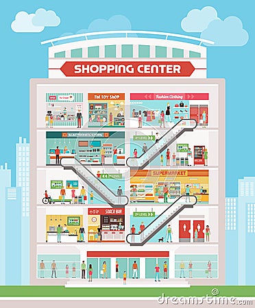 Shopping center Vector Illustration