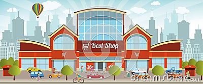 Shopping center in the city Vector Illustration