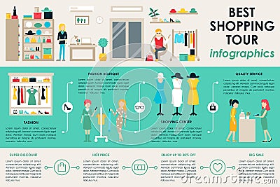 Shopping Center concept Retail infographic Vector Illustration