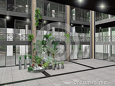Shopping center internal design 3D illustration Stock Photo