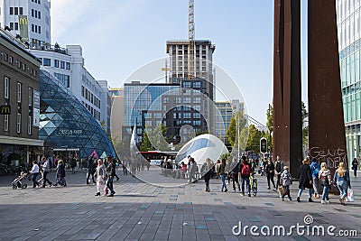 The shopping centre of Eindhoven with shopping people, one of the largest dutch Editorial Stock Photo