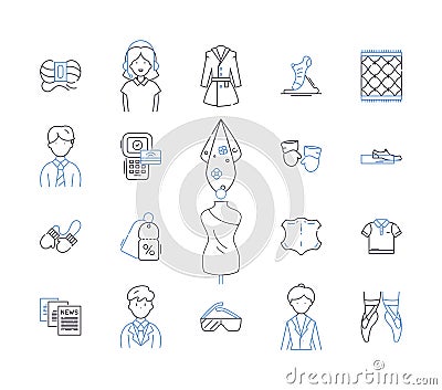 Shopping centre outline icons collection. Mall, Retail, Shopping, Outlet, Store, Bazaar, Arcade vector and illustration Vector Illustration