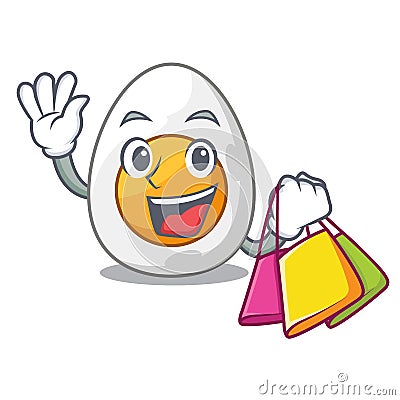 Shopping character hard boiled egg ready to eat Vector Illustration