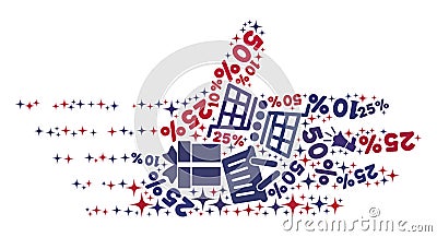 Shopping Collage of Mosaic Moving Hand Icon Vector Illustration