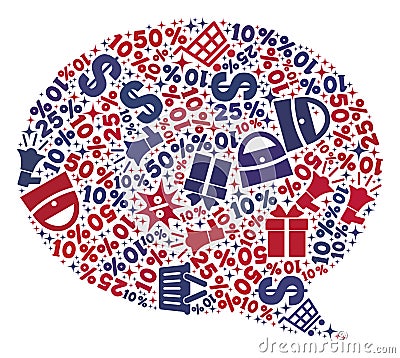 Shopping Composition of Mosaic Message Cloud Icon Vector Illustration