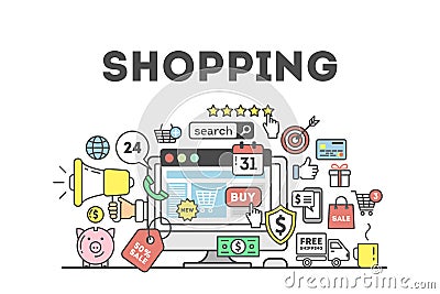 Shopping concept illustration. Vector Illustration