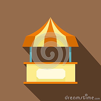Shopping counter orange with tent icon, flat style Vector Illustration