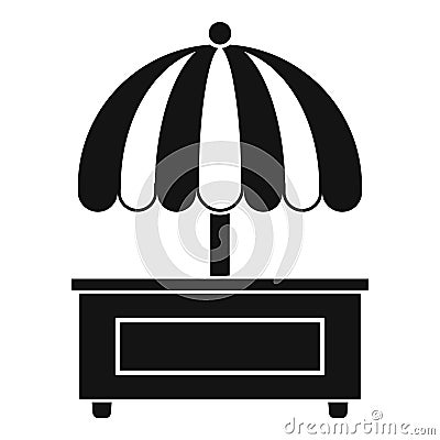 Shopping counter with umbrella icon, simple style Vector Illustration