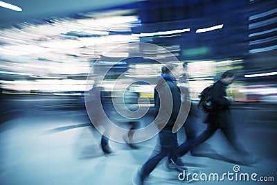 Shopping crowd walking on sidewalk Stock Photo