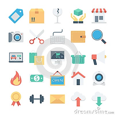 Shopping and E Commerce Colored Vector Icons 2 Stock Photo