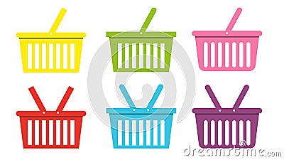 Shopping flat basket icon vector commerce illustration Vector Illustration